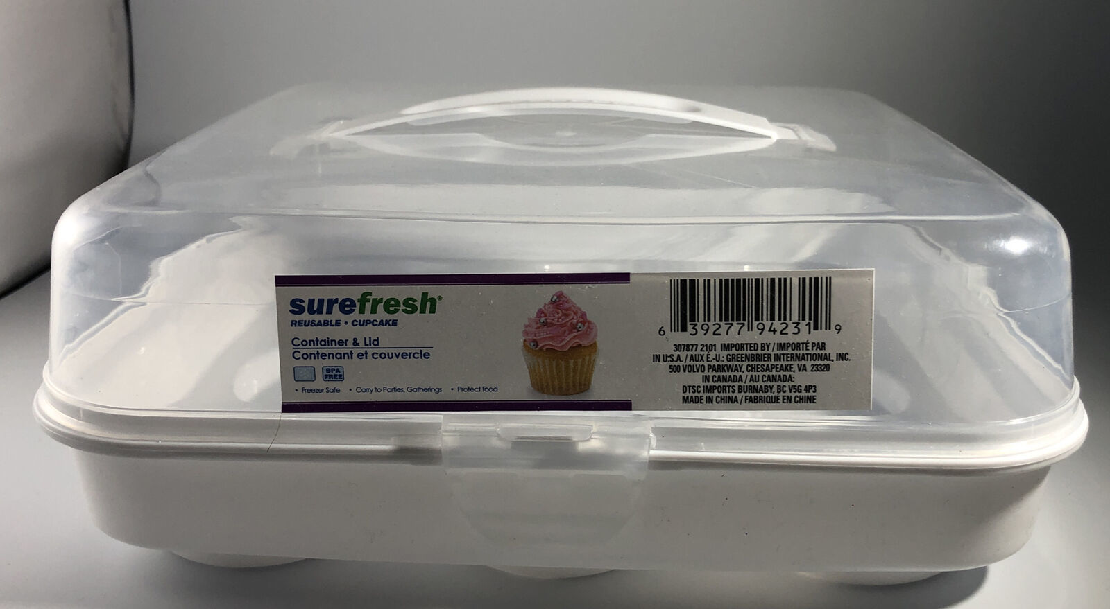 Cupcake Caddy White Container Clear Dome W Lock Clips &amp; Handle,1/Pk-NEW-... - $7.80