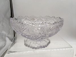 Vtg Imperial by Lenox Crystal Footed Bowl Sawtooth Edge Pedestal 8.5” Di... - $18.74