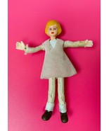 Vintage German Caco Posable Doll Miniature Girl Pink Dress - £14.67 GBP