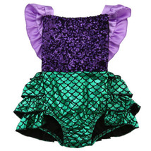 NWT Baby Girl Mermaid Sequin Purple Shimmer Green Ruffle Romper Jumpsuit Outfit  - £3.78 GBP+