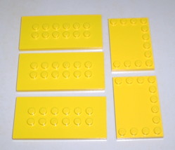 5 Used LEGO 4x8 Yellow Plate w Studs in Centre 4x6 w Studs on Edges 6576 - 6180 - £7.95 GBP