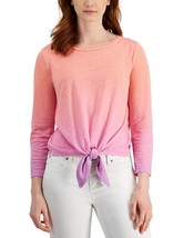 MSRP $50 Charter Club Womens Cotton Ombre Multicolor Tie Shirt Size XL - £8.77 GBP