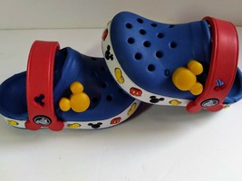 Mickey Mouse Crocs size 4/5 White and Blue Colored Light UP Toddler Kids - $31.68