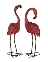 Set of 2 Decorative Metal Pink Flamingo Yard Statues - $98.99