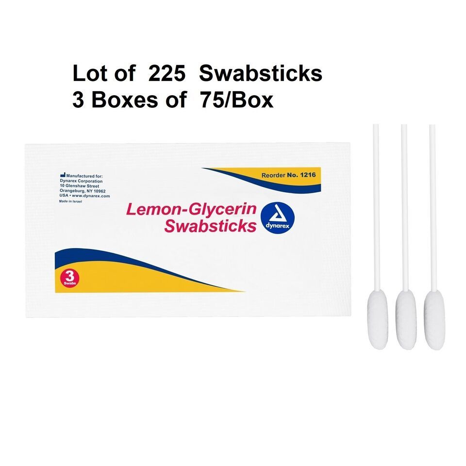 225 Ct, Lemon Glycerin Swabsticks Foam Tip 3/PK 25PK/BX, 75/Bx 3 Bxs of ... - $29.59