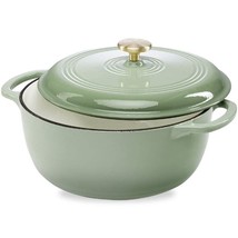 6 Quart Large Sage Green Enamel Cast-Iron Dutch Oven Kitchen Cookware - $143.99
