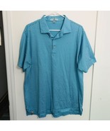 PETER MILLAR Men&#39;s 100% Cotton Blue Striped Golf Polo Shirt Size Large - £15.32 GBP