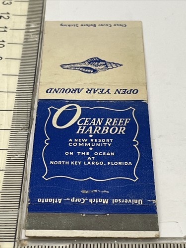 Rare Matchbook Cover  Ocean Reef Harbor  North Key Largo, Florida  Unstr... - $14.36