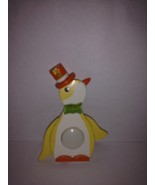 Vintage 5 1/2&quot; Colorful Wooden Night Light Duck with Orange Top Hat - $15.00