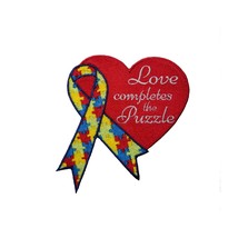 Awareness Ribbon Autism Awareness Embroidered Iron On Patch 3.5&quot; x 3.5&quot; Gifts Fu - £6.95 GBP