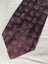NWT Joseph Abboud Tie Maroon Gold Print 100% Silk Italian Made - $372.49 MXN