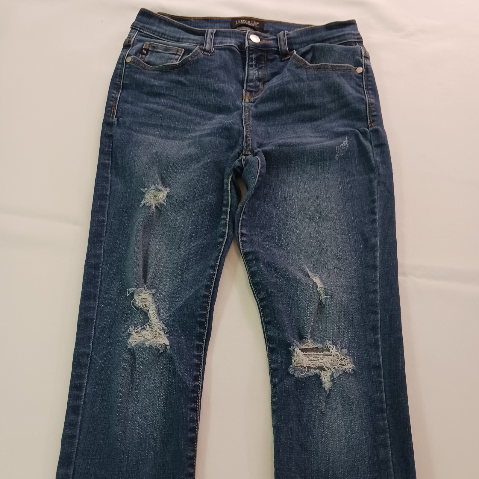 Judy Blue JB8276DK Women's Blue Cotton Blend Distressed Jeans Size 7/28 (29×29) Item image 10