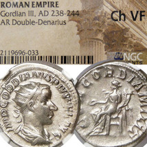 GORDIAN III. Concordia. NGC Choice VF. Roman Empire Double Denarius Silv... - $160.55