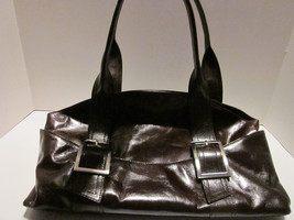 Vintage Kenneth Cole New York Brown Leather Shoulder Fold Over Handbag - £14.89 GBP