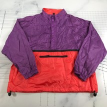 Vintage Eddie Bauer Jacket Mens Large Purple Red Anorak Snap Front Pocket Shiny - £44.79 GBP