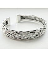 VINTAGE ESTATE 925 STERLING SILVER SOLID  BRAIDED CUFF BRACELET  1/2&quot; WIDE - €118,95 EUR