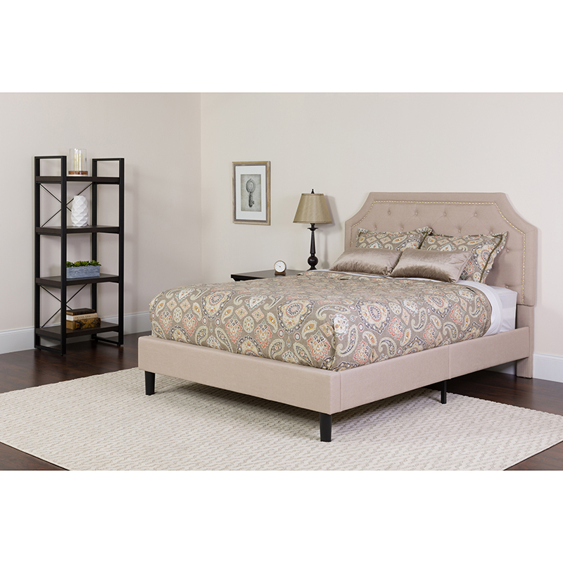 Full Platform Bed-Beige SL-BK4-F-B-GG