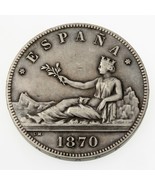 1870 Spain 5 Pesetas Silver Coin In Very Fine, KM 655 - €327,07 EUR 1870 Spain 5 Pesetas Silver Coin In Very Fine, KM 655 - €327,07 EUR
