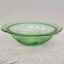 Hazel Atlas Royal Lace Green Uranium Glass Round 10&quot; Serving Bowl - $24.18