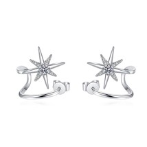 0.28CT Moissanite Star Climber Cuff Earring Sterling Silver Twist Crawler Cuff E - £41.03 GBP