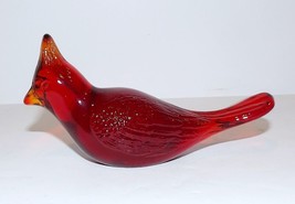 LOVELY FENTON ART GLASS AMBERINA/RUBY CARDINAL BIRD FIGURINE/PAPERWEIGHT - $42.68