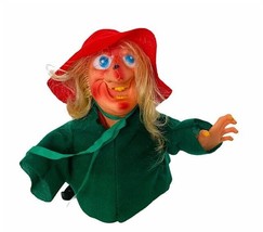 Battery Operated Witch vtg Halloween prop toy figure Salem wicked green wart mcm - £52.24 GBP