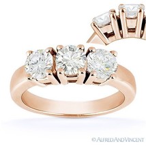 Forever ONE D-E-F Round Cut Moissanite 3-Stone Engagement Ring in 14k Rose Gold - £813.74 GBP+