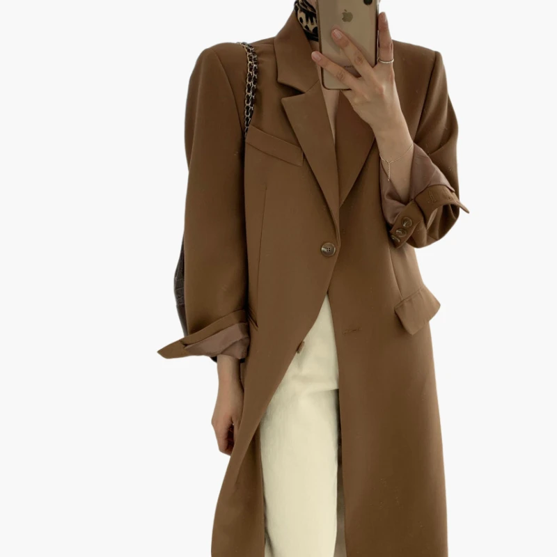 Spring Autumn  Office Lady Blazers Women Slim Long Suit Jacket Casual Tops Femal - £146.61 GBP