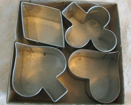 Vintage Metal Cookie Cutters ~ Playing Card Suits Set Of 4-HEART-DIAMOND-CLOVER - £11.44 GBP