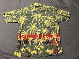 Polo Sport Ralph Lauren Vintage Rayon Hawaiian Shirt Palm Trees Medium - $44.85
