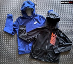 2x Nike Logo Hoodie Sweaters Youth Large L Black Orange &amp; XL Blue Sweatshirts - £46.92 GBP