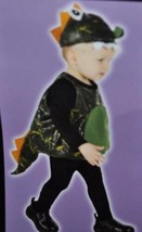 Boys Green Dragon Puffer Vest &amp; Hat 2 Pc Toddler Halloween Costume-sz 1/2 yrs - £7.95 GBP