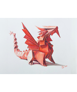 Pencil Drawing of a Origami Dragon - Digital Print - £11.58 GBP