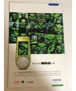 2003 Nokia Incredible Hulk Out Phone Vintage Print Ad pa6 - $7.91