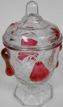 1962 IMPERIAL GLASS Baltimore Pear Pattern RUBY STAINED Footed SUGAR BOWL - $15.83
