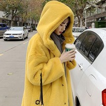 Winter Women High Quality Faux Rabbit Coat Long Coat Loose Lapel OverCoat Thick  - £74.87 GBP