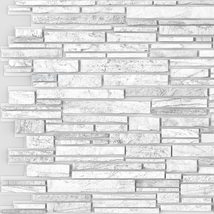 Dundee Deco White Grey Faux Stone PVC 3D Wall Panel, 3.2 ft X 1.6 ft (98cm X 49c - $18.61