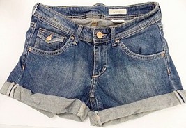H &amp; M Shorts Jeans Stretch Blue Denim Cuffed size 4 Daisy Dukes - $12.17