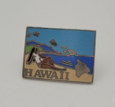 Hawaii Collectible Souvenir Lapel Hat Pin Sunbathing Lady - £11.52 GBP