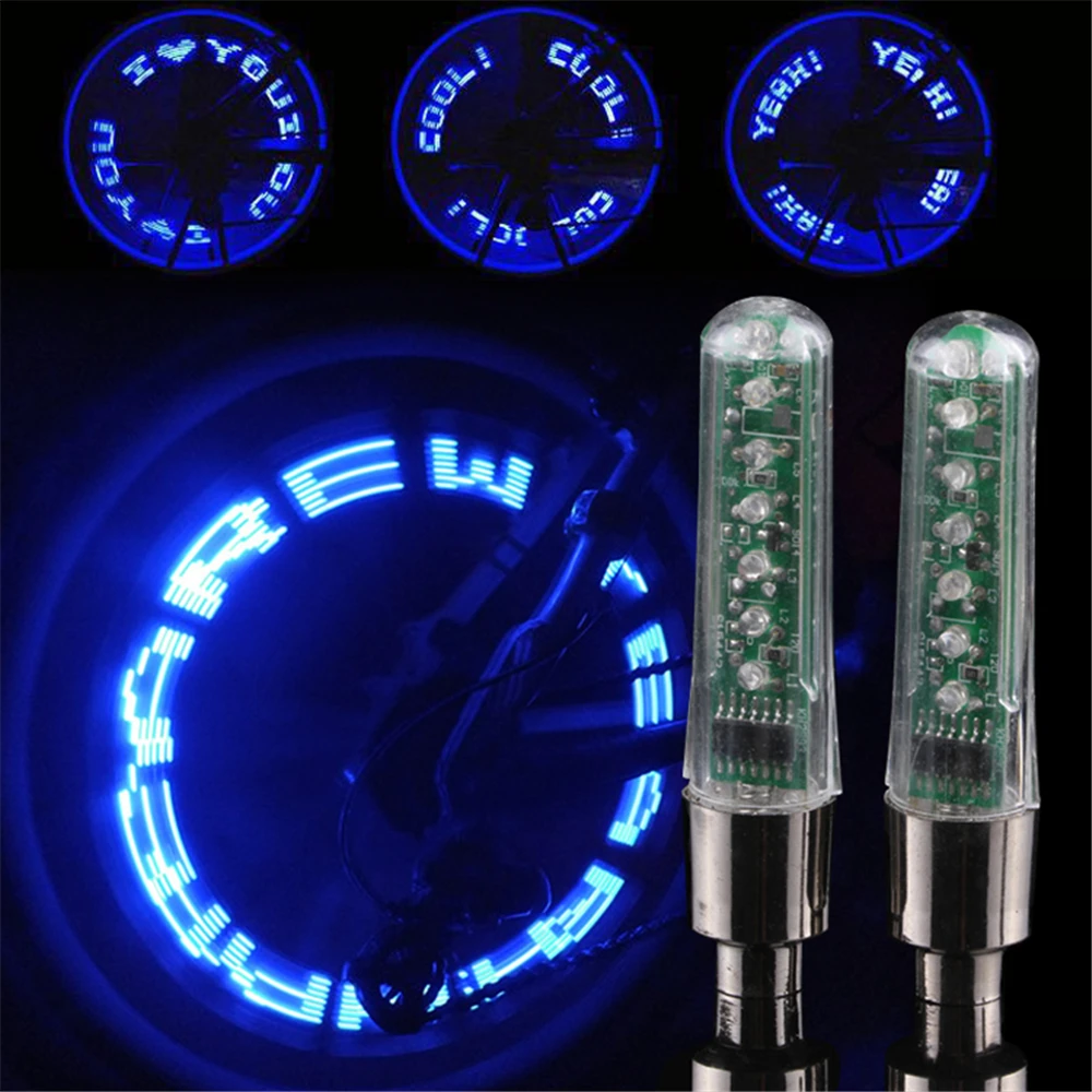 2pc Letter Bicycle Valve Light Double Sided Photosensitive Bike Nozzle Light - £10.46 GBP