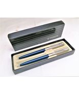 Nos Parker France Boligrafo Y Pencil Azul y Cromo Set De 2 Casi Nuevo - £53.75 GBP