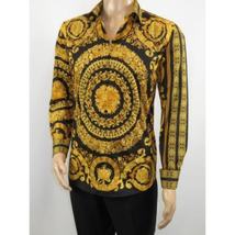 Men's AVM Crystal Shirt Medallion Medusa Cotton Turkey Slim Fit 9628-01 Gold image 8