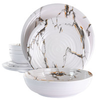 Elama Fine Sculpture 12 Piece Lightweight Melamine Dinnerware Set in White - $1,397.59 MXN