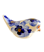 Figurine Bird Ceramic Pottery Hand Painted w/ Flowers Signed Nickell Vtg... - $14.82