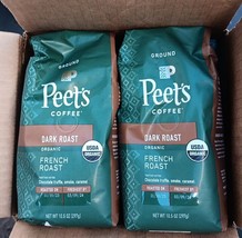 6 Peet&#39;s Coffee Organic Dark French Roast, Ground 10.5 Oz. (SEE PICS) (005) - £43.91 GBP