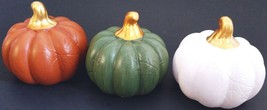 Mini-Ceramic Gold Stemmed Pumpkins w Leaf Imprints, Select Color - £3.18 GBP