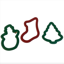 Snowman Stocking Christmas Tree Cookie Cutter Lot of 3 Wilton Comfort Gr... - £17.23 GBP