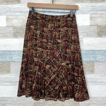 LOFT Floral Pencil Trumpet Ruffle Hem Skirt Brown Lined Womens 00P 00 Pe... - £14.20 GBP