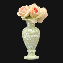 12&#39;&#39; Decor Marble Flower Vase Seashell Abalone Stone Inlay Handmade Gifts H3755 - £304.31 GBP