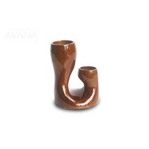 Hand Carved African Teak wood Dual Presence Candleholder D14cm x H14cm - £52.27 GBP